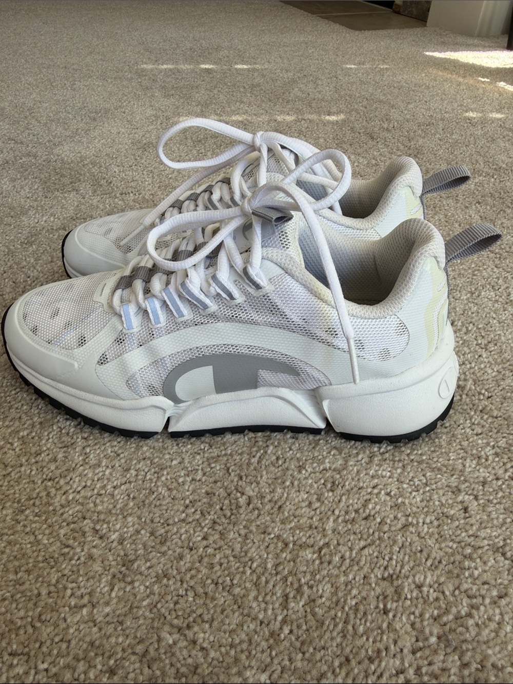 Champion White and Gray Women's Mesh Trainer Sneakers